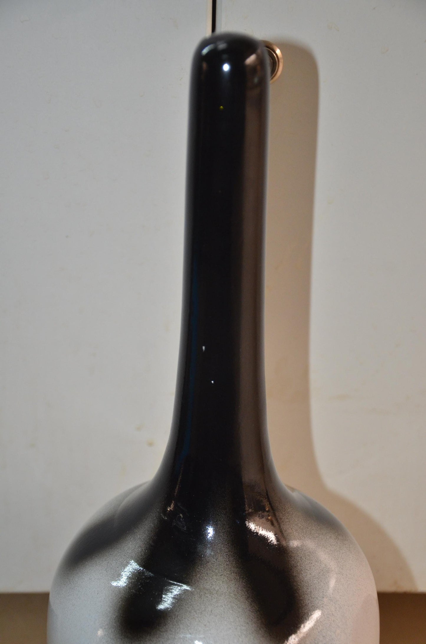 Tall Wooden Floor Vase | Black and White Long Neck Bud Vase