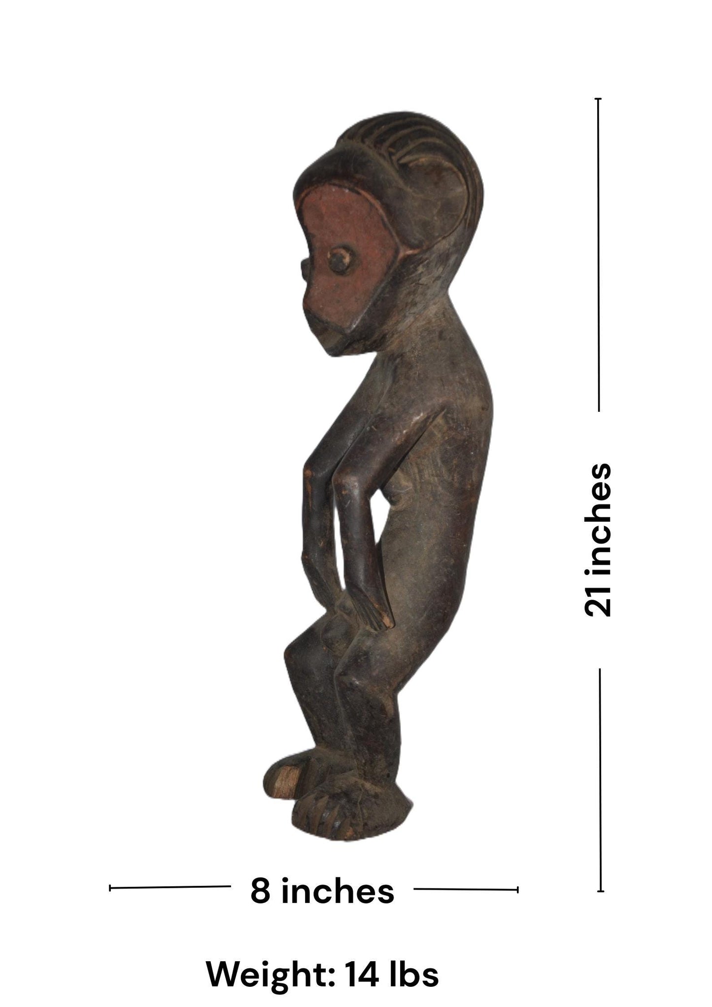 Motoko Statue – African Tribal Figure, Handcarved Wooden Art Decor