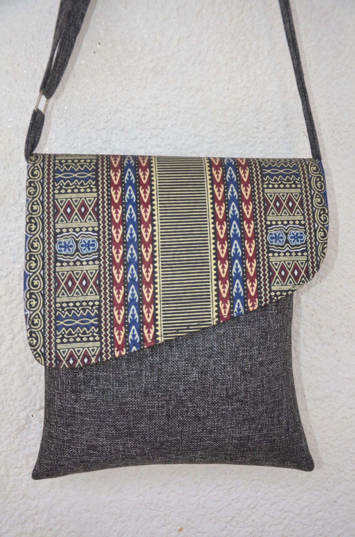 Handmade African Print Crossbody Messenger Bag | Fold-Over Tribal Shoulder Bag