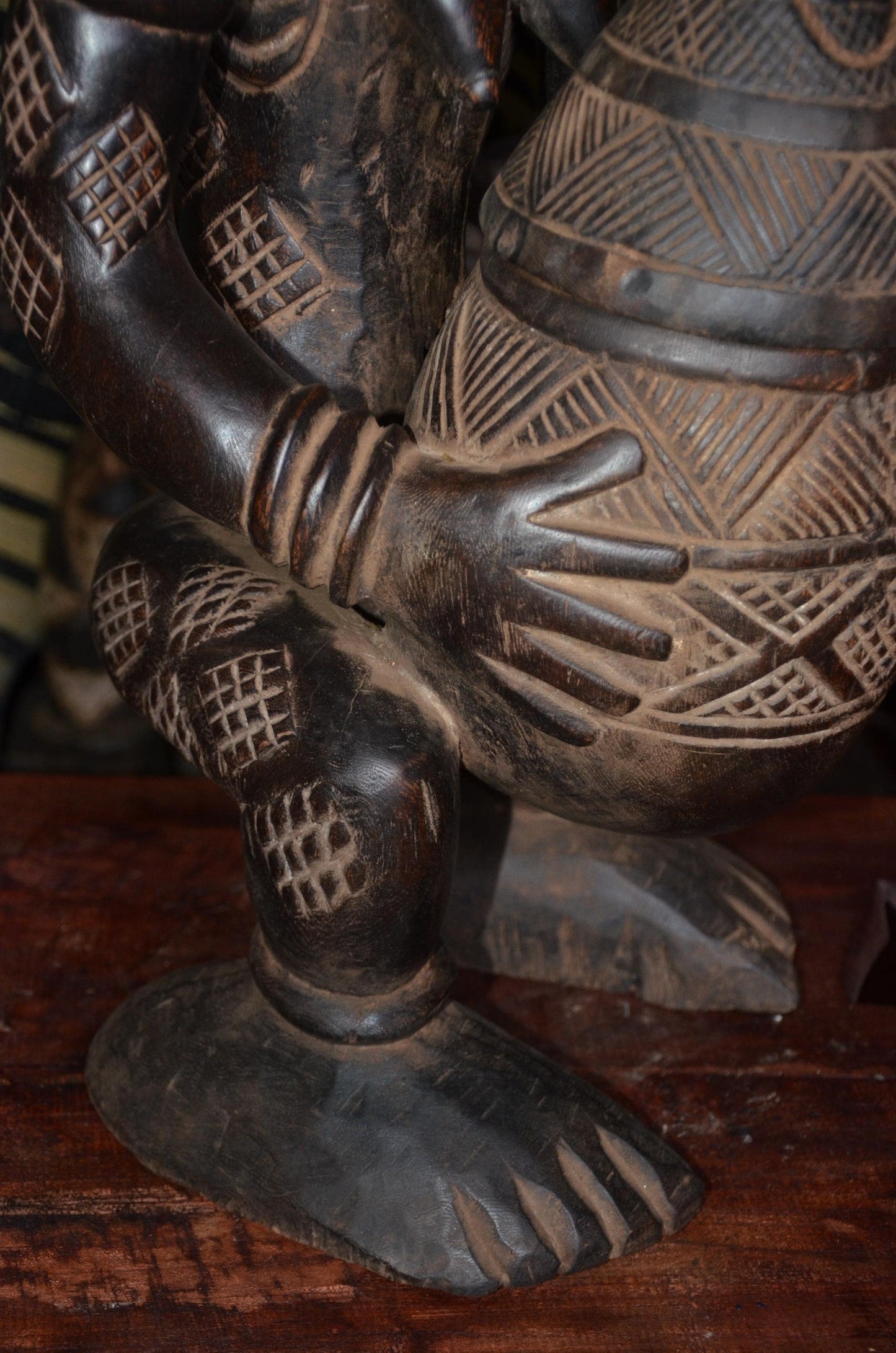 Authentic Luba Bowl Bearer | Mboko Ceremonial Figure | Congolese Tribal Art