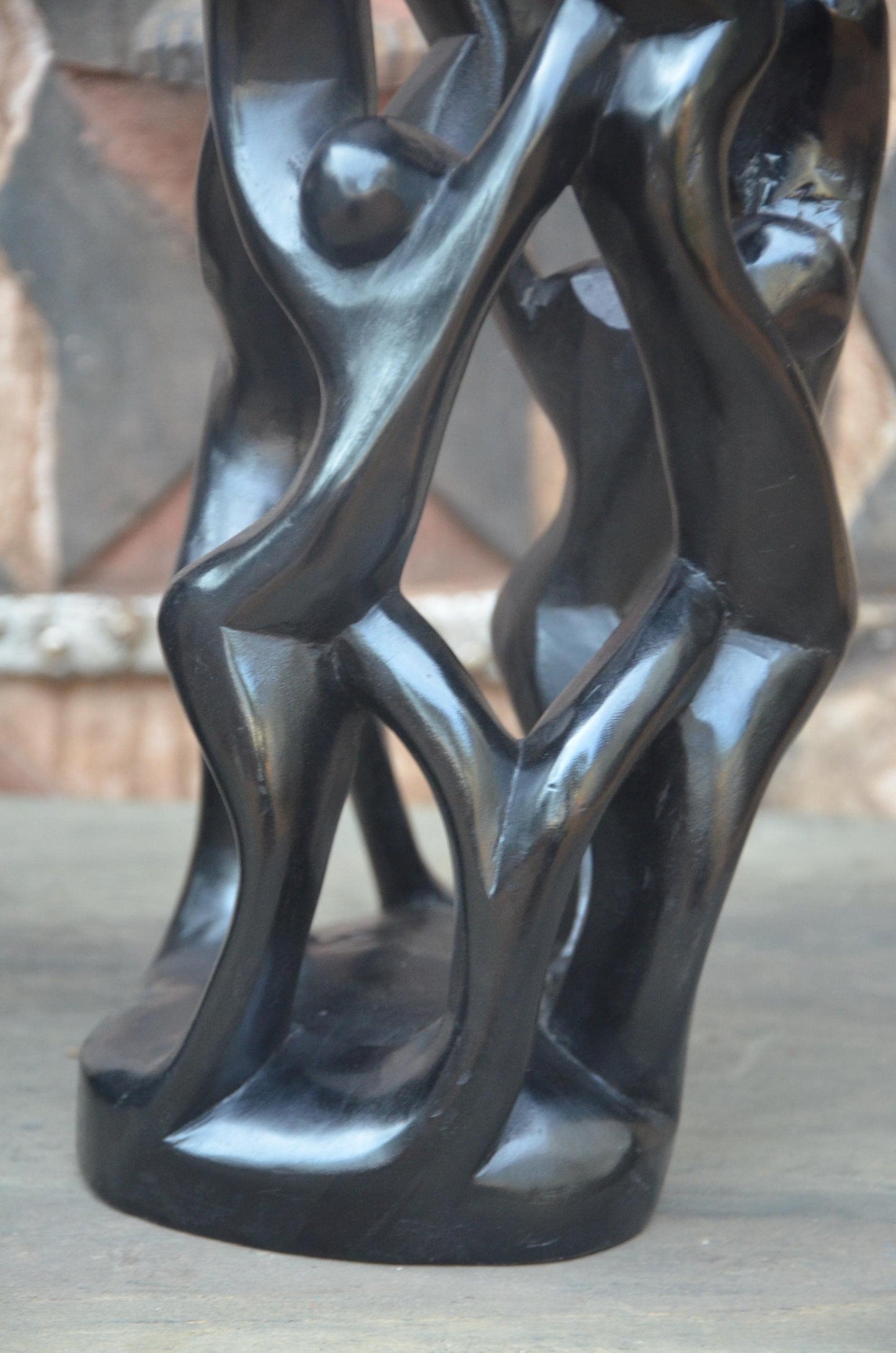 Matching Pair of Hand-Carved African "Circle of Unity" Sculptures
