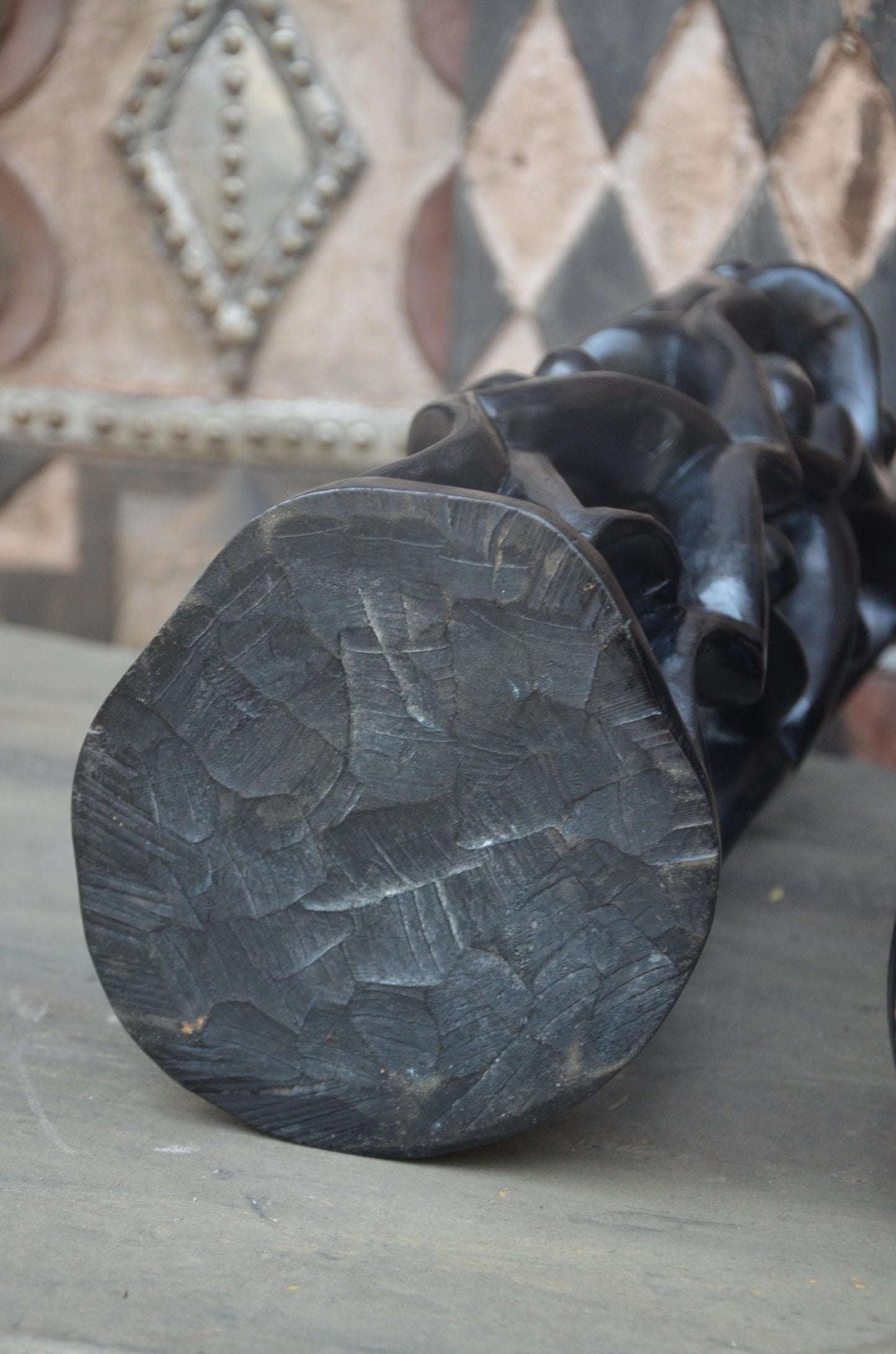 Matching Pair of Hand-Carved African "Circle of Unity" Sculptures