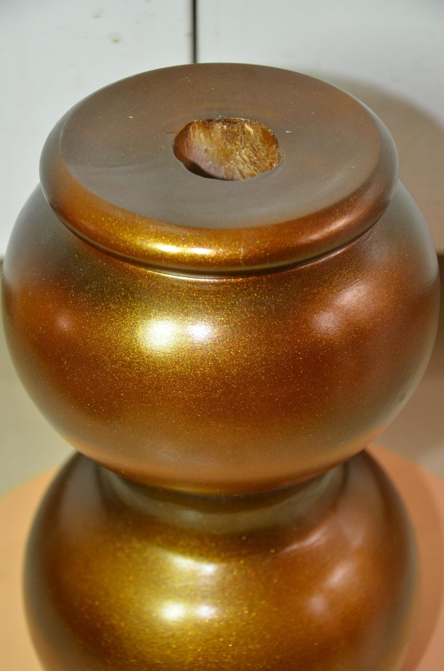 Wooden Gourd Vase – Metallic Bronze Gold Totem Vessel, Modern Nordic Home Decor