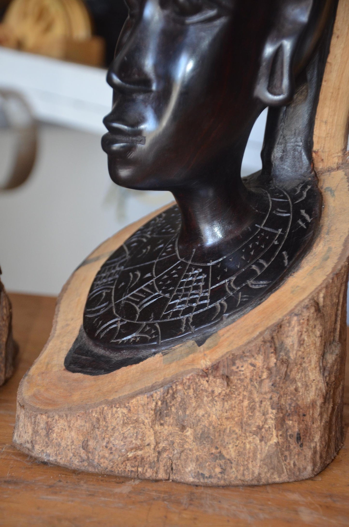 Hand-Carved Ebony Wood Maasai Couple Statue | African Tribal Art Sculpture