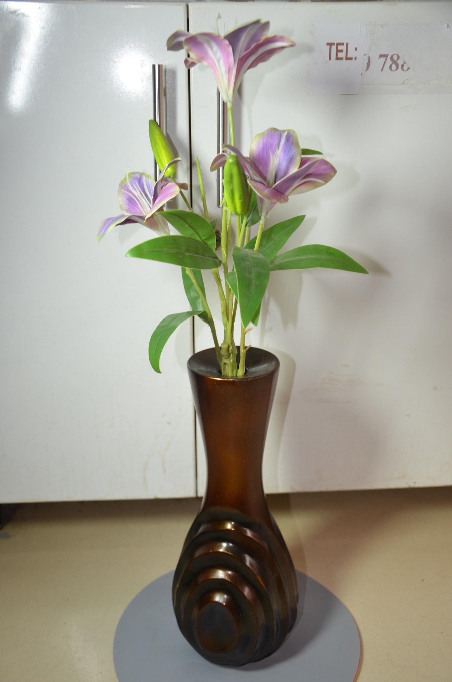 Wood Vase – Metallic Bronze Swirl Hourglass Accent, Modern Nordic Home Decor