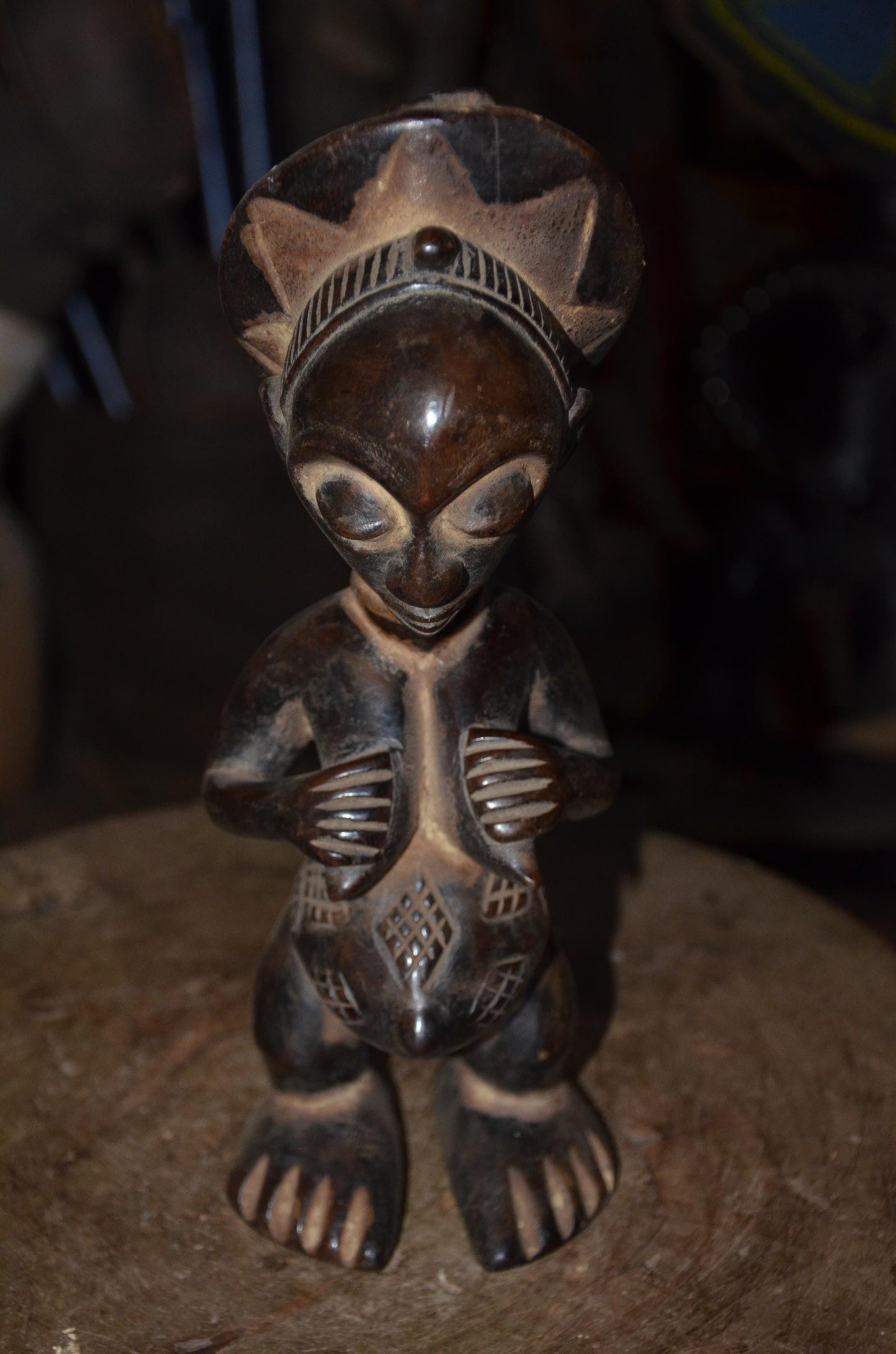 Authentic Luba Statue | Female Ancestor Figure | Hand-Carved Wood Art