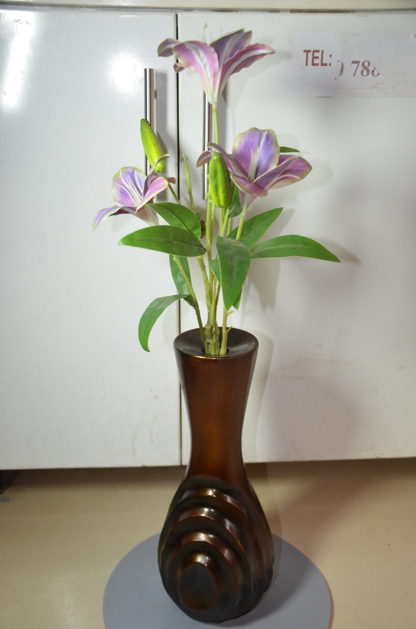 Wood Vase – Metallic Bronze Swirl Hourglass Accent, Modern Nordic Home Decor