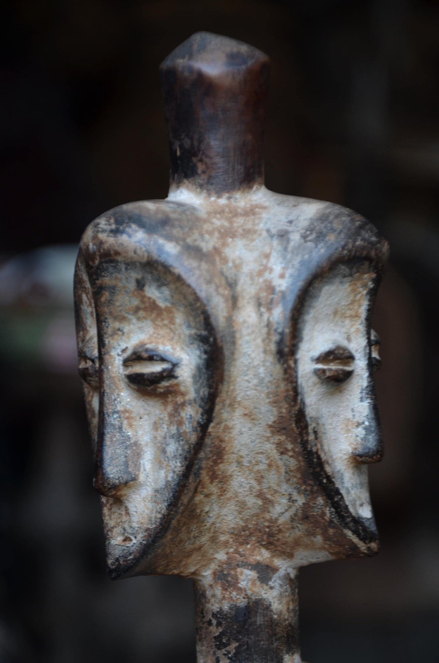 Authentic Lega Multi-Faced Statue | Sakimatwematwe | Tribal Wood Art