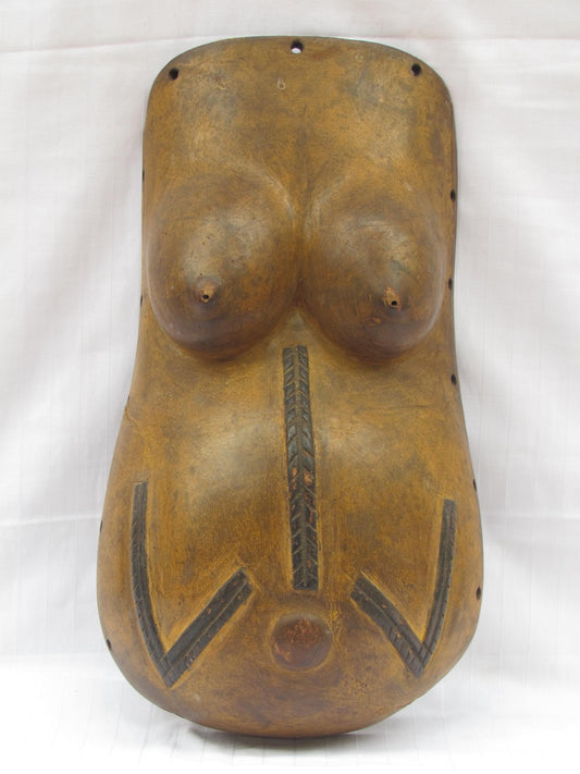 Vintage hand carved wall hanging African traditional wooden mask from D.R.C