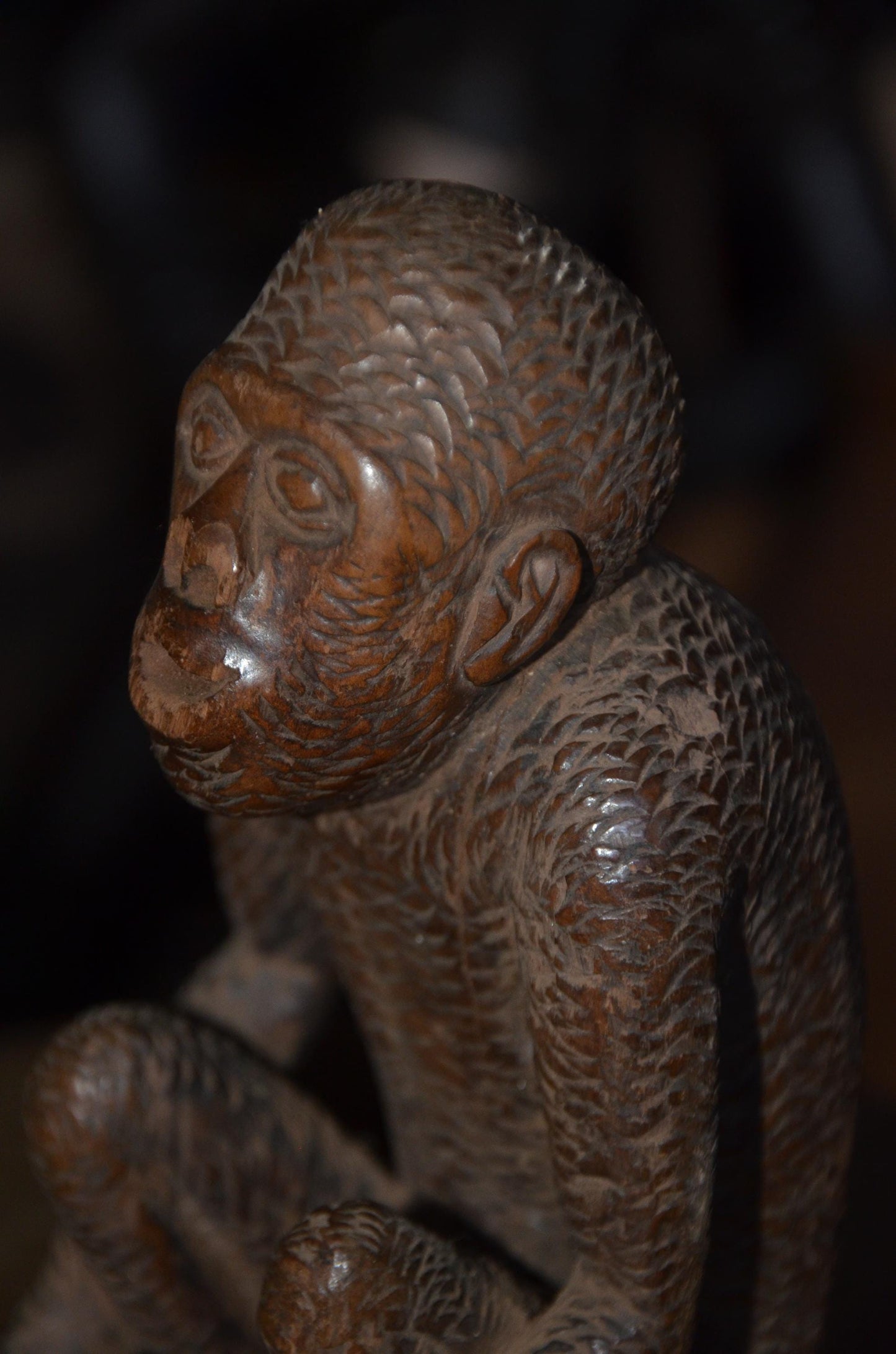 Luba Monkey Sculpture | Hand-Carved Tribal Figure | Authentic African Wood Art