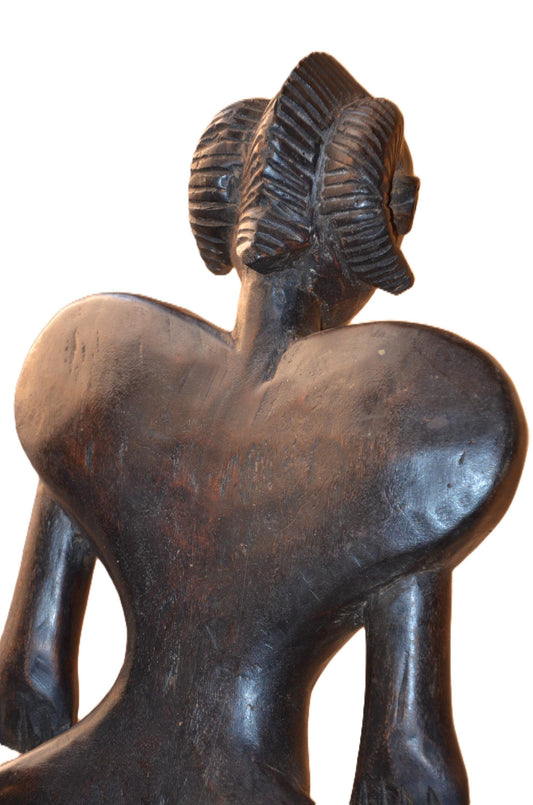 Luba Couple Statue – 21" Hand-Carved Wood Congo Ancestor Figure – Tribal Art.