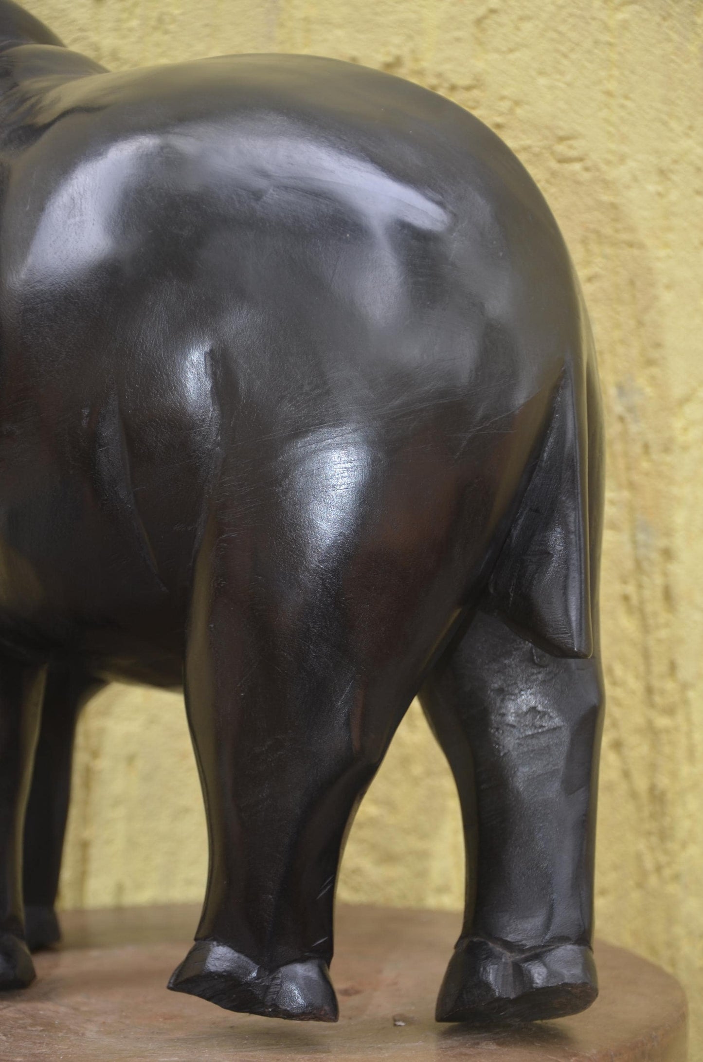 Large Hand-Carved Wooden Elephant | African Animal Sculpture | Decor