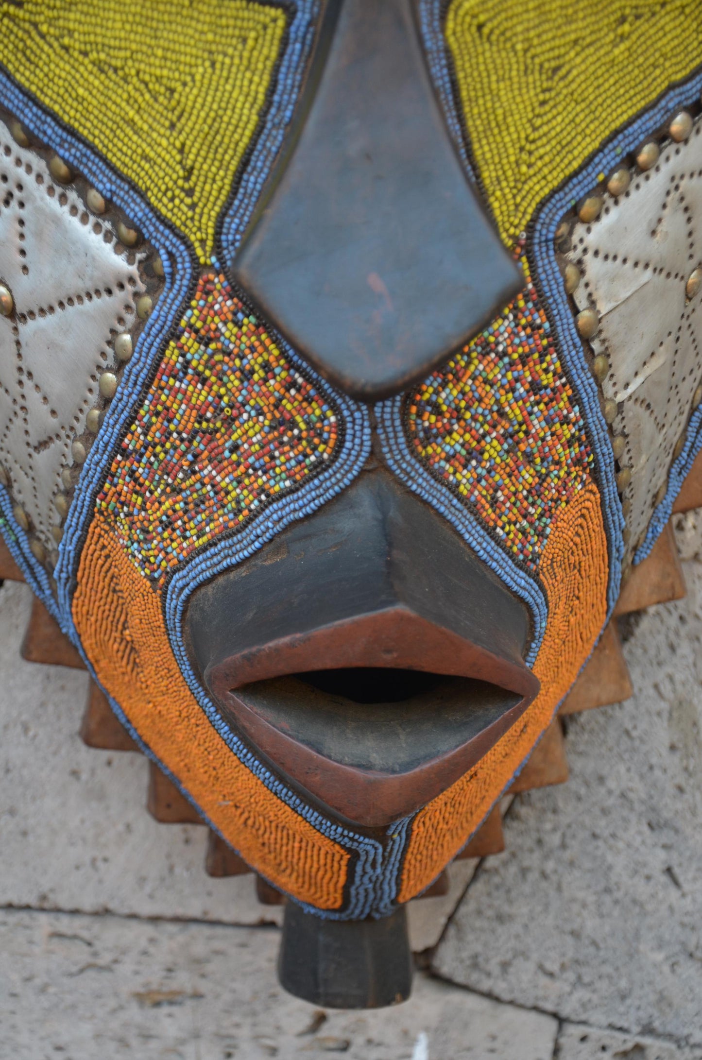 Bakota-Inspired African Mask | Large Geometric Wall Art