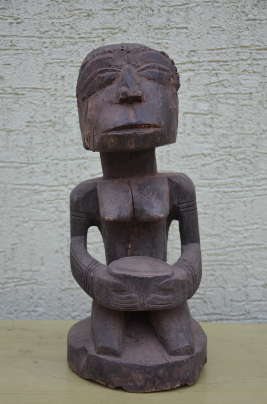 Luba Female Bowl Bearer Figure | DRC Ethnographic Art