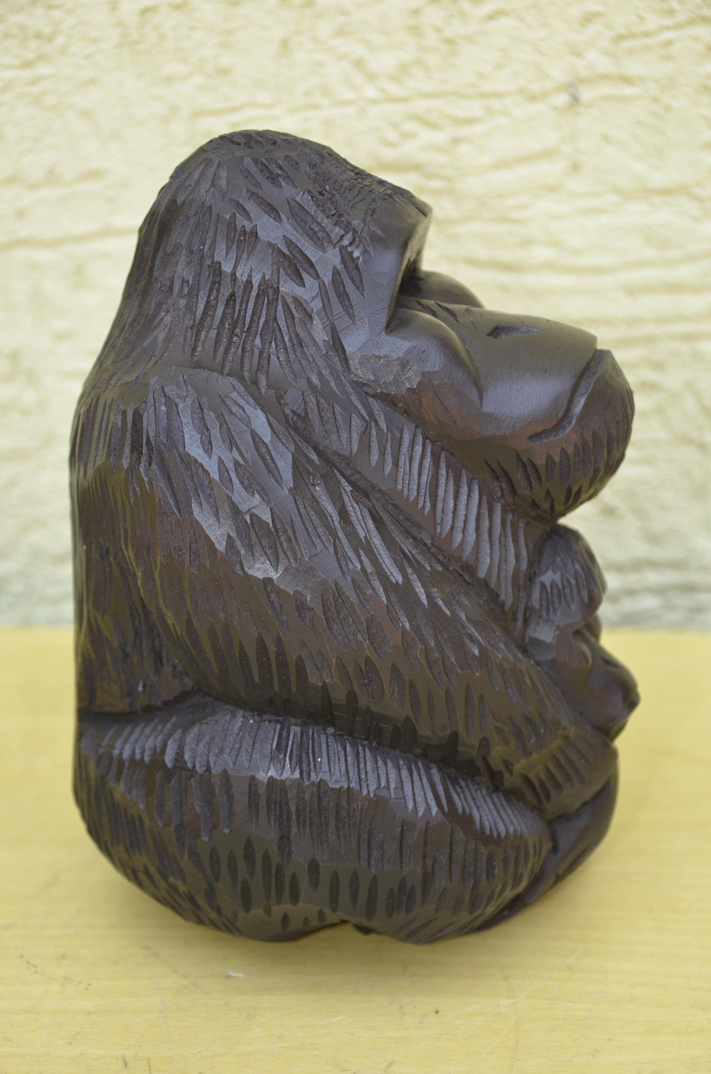 Hand Carved Wooden Mother and Baby Gorilla | Wildlife Art