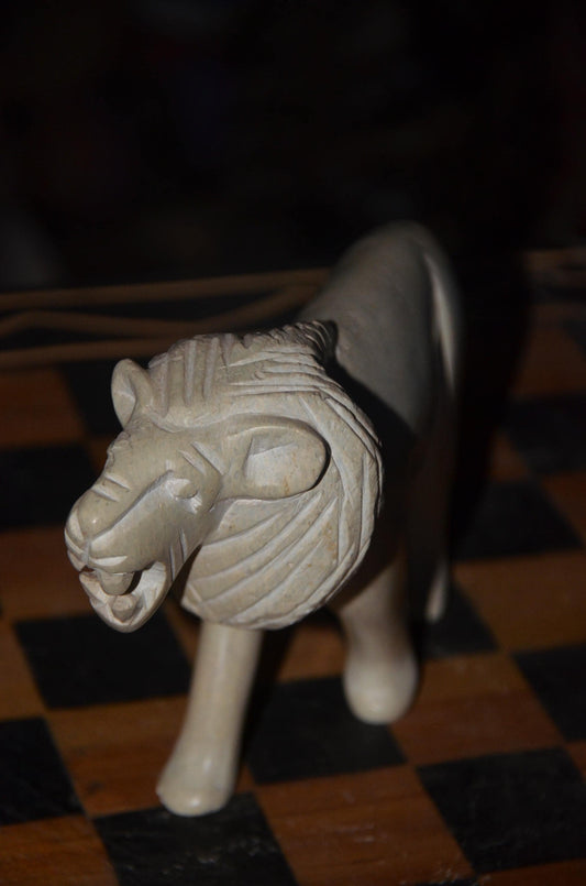 Hand-Carved African Soapstone Lion Sculpture | Wildlife Art