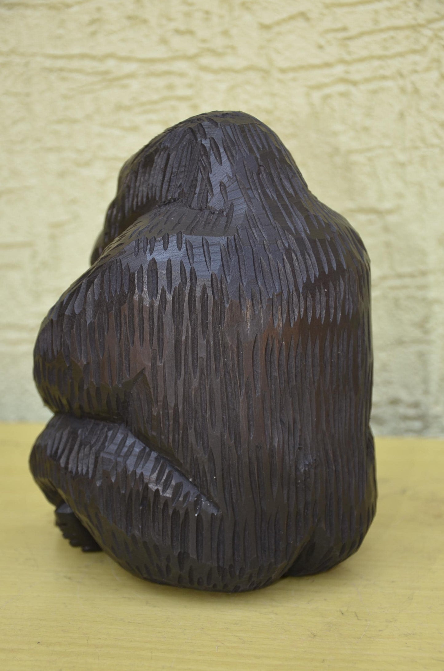 Hand Carved Wooden Mother and Baby Gorilla | Wildlife Art