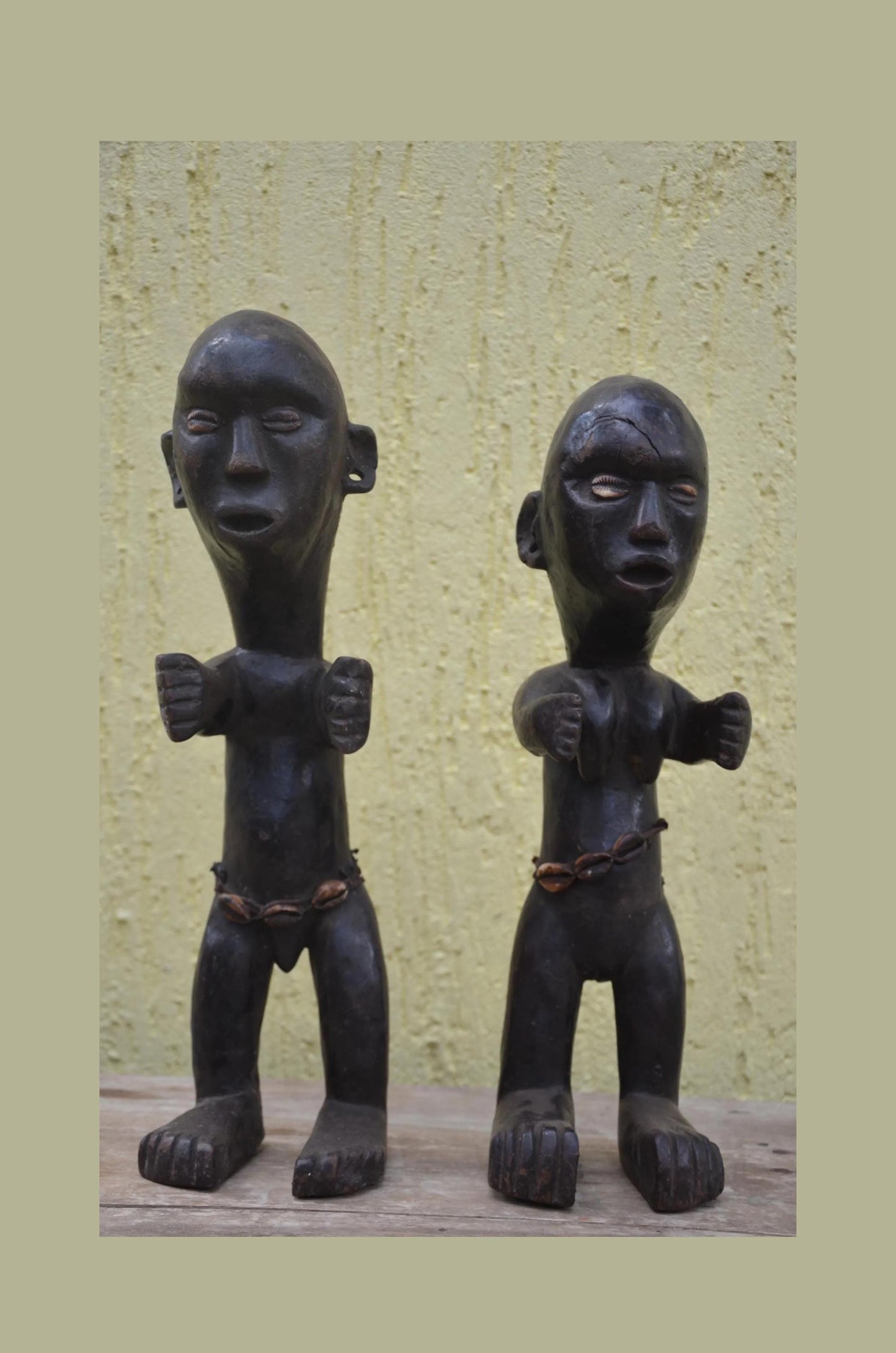 Azande Couple Statues – 18" Zande Hand-Carved Wood Congo Figures – Tribal Art.