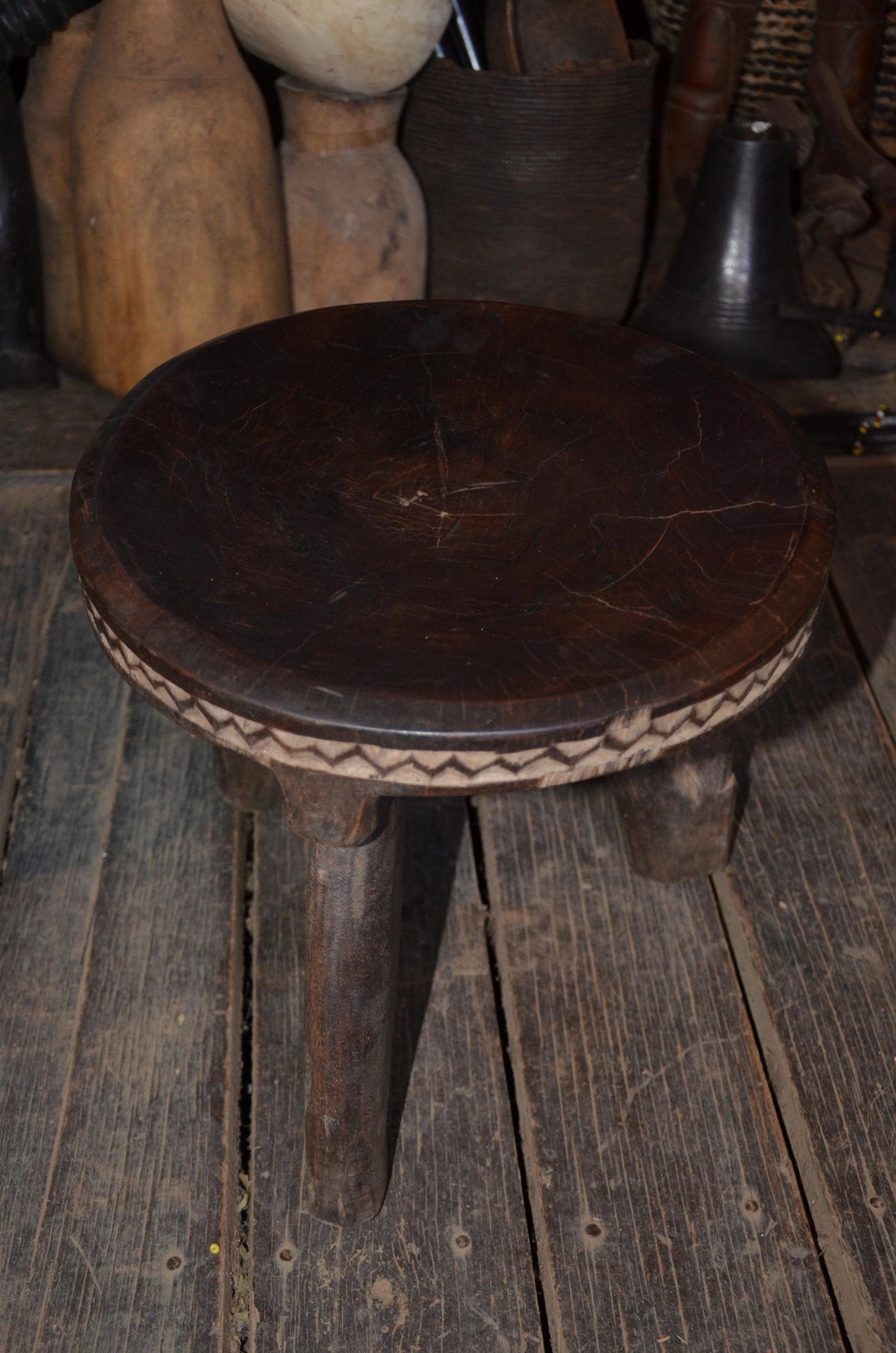 Authentic Senufo Kamba Stool | Three-Legged Wooden Stool | Tribal Home Decor