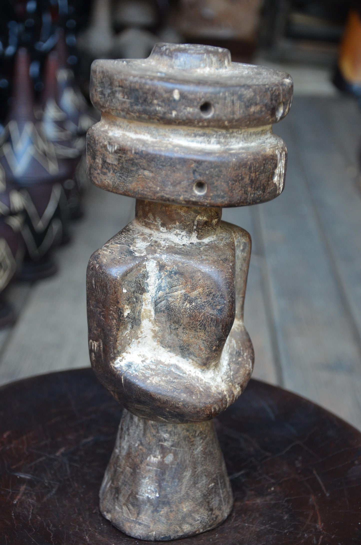 Authentic Lega Figure | Double-Disc Head | Congolese Tribal Sculpture