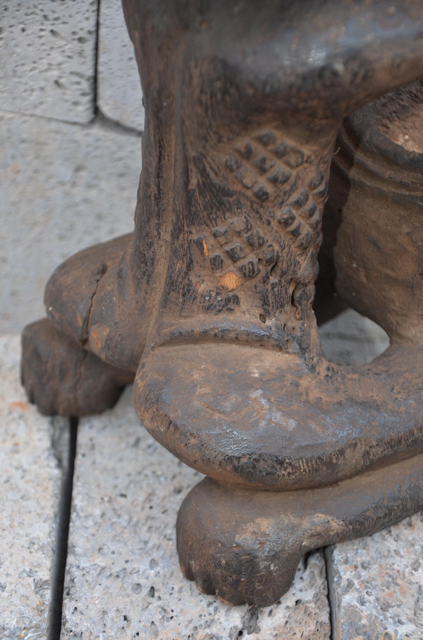 Authentic Luba Bowl Bearer Statue | Congolese Tribal Art | Hand-Carved