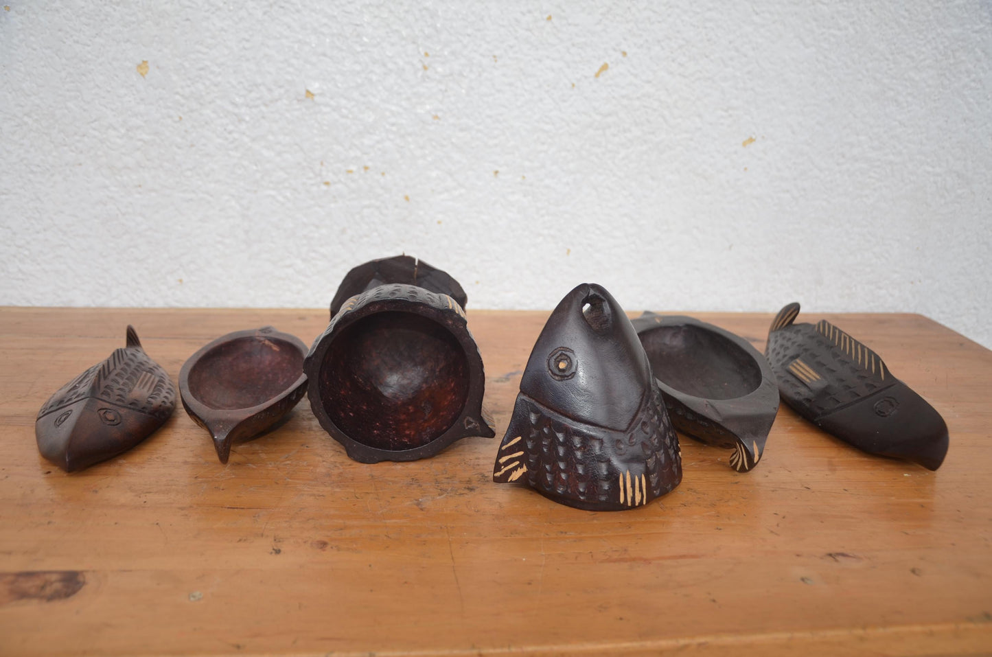 Hand-Carved Wooden Fish Trinket Box Set | Artisan African Decorative Jewelry Box