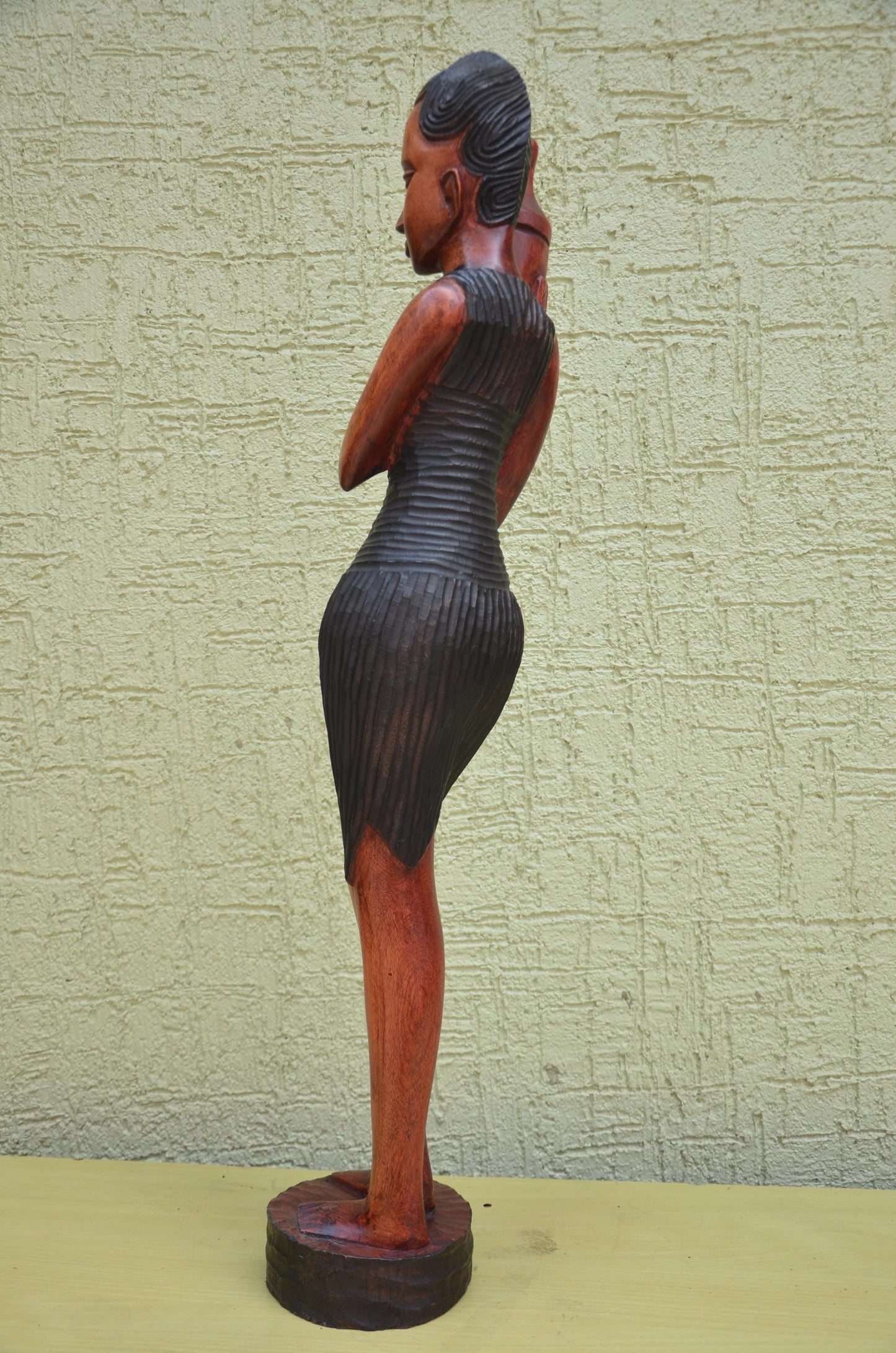 African Female Water Bearer Wooden Sculpture | Tribal Art