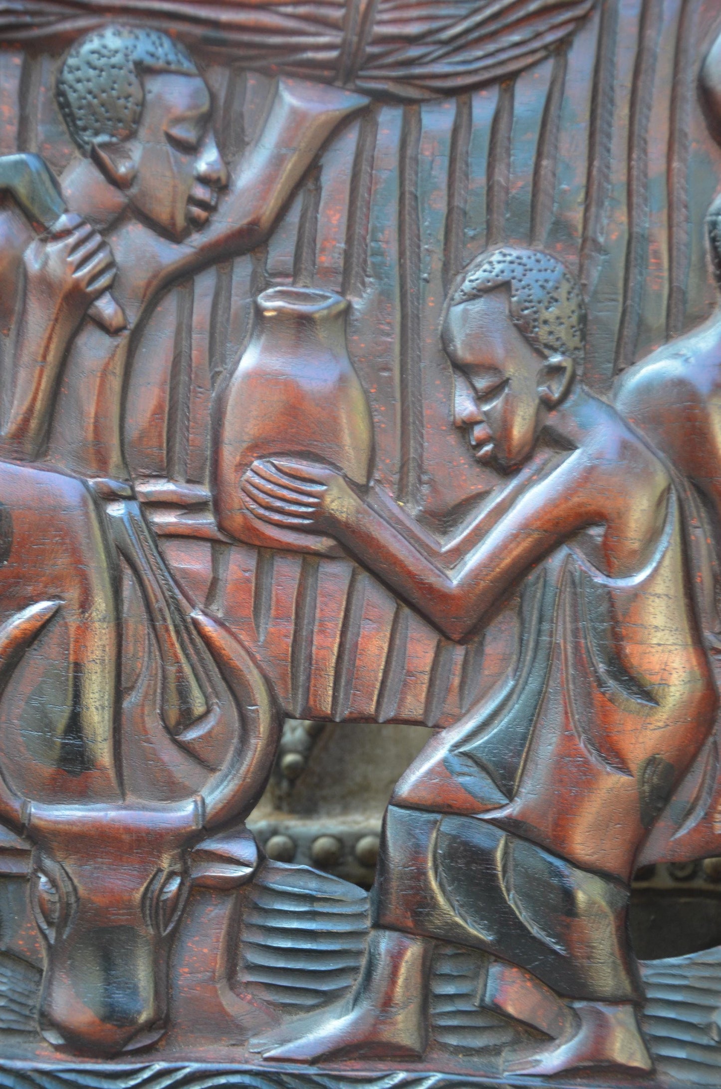 African Community Celebration Wall Plaque | Large Hand-Carved Wooden Relief Art | Village Gathering Wall Decor | Ethnic Sculptural Panel