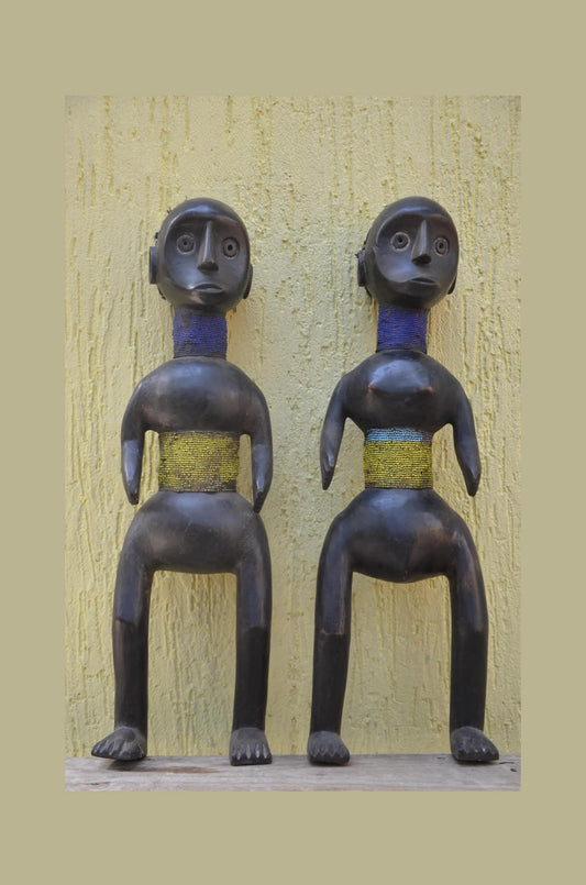 Namji Fertility Dolls – 30" Hand-Carved Beaded Dowayo Figures – Cameroon Art.