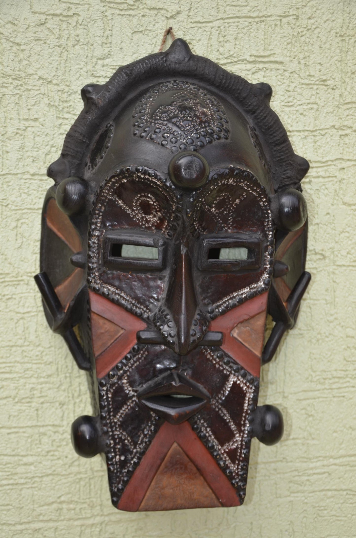 Marka Tribal Mask | Authentic Mali Wooden Wall Sculpture | West African Metal-Covered Art | Handcrafted Ethnic Decor