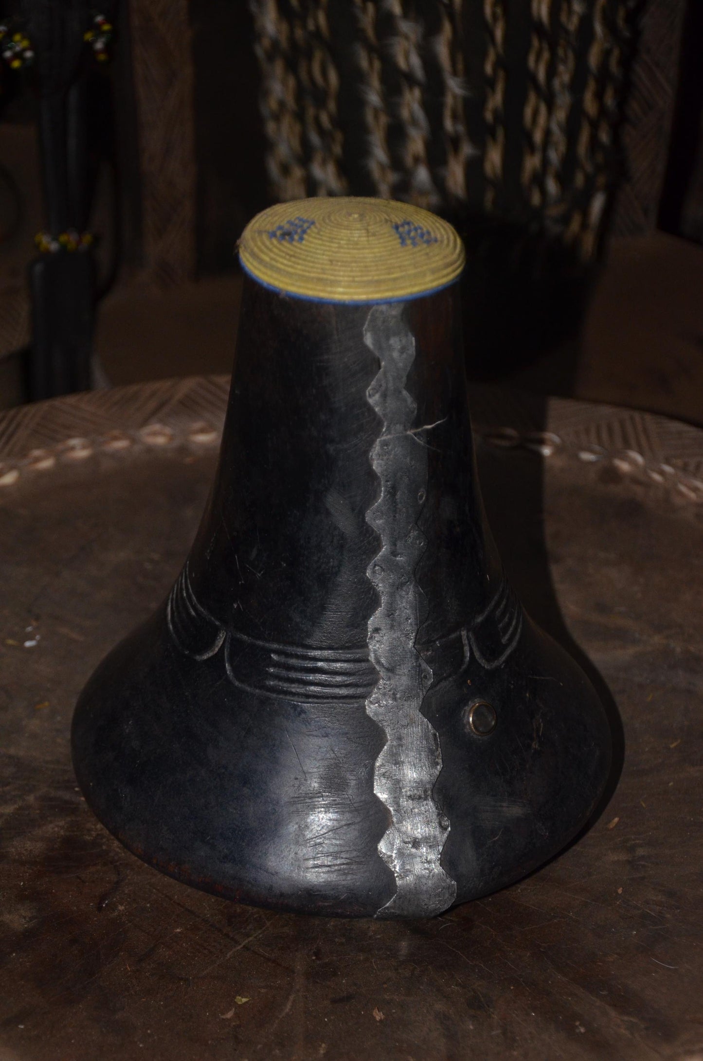 Traditional Rwandan Icyansi Wooden Milk Container | Hand-Carved Heritage Dairy Art