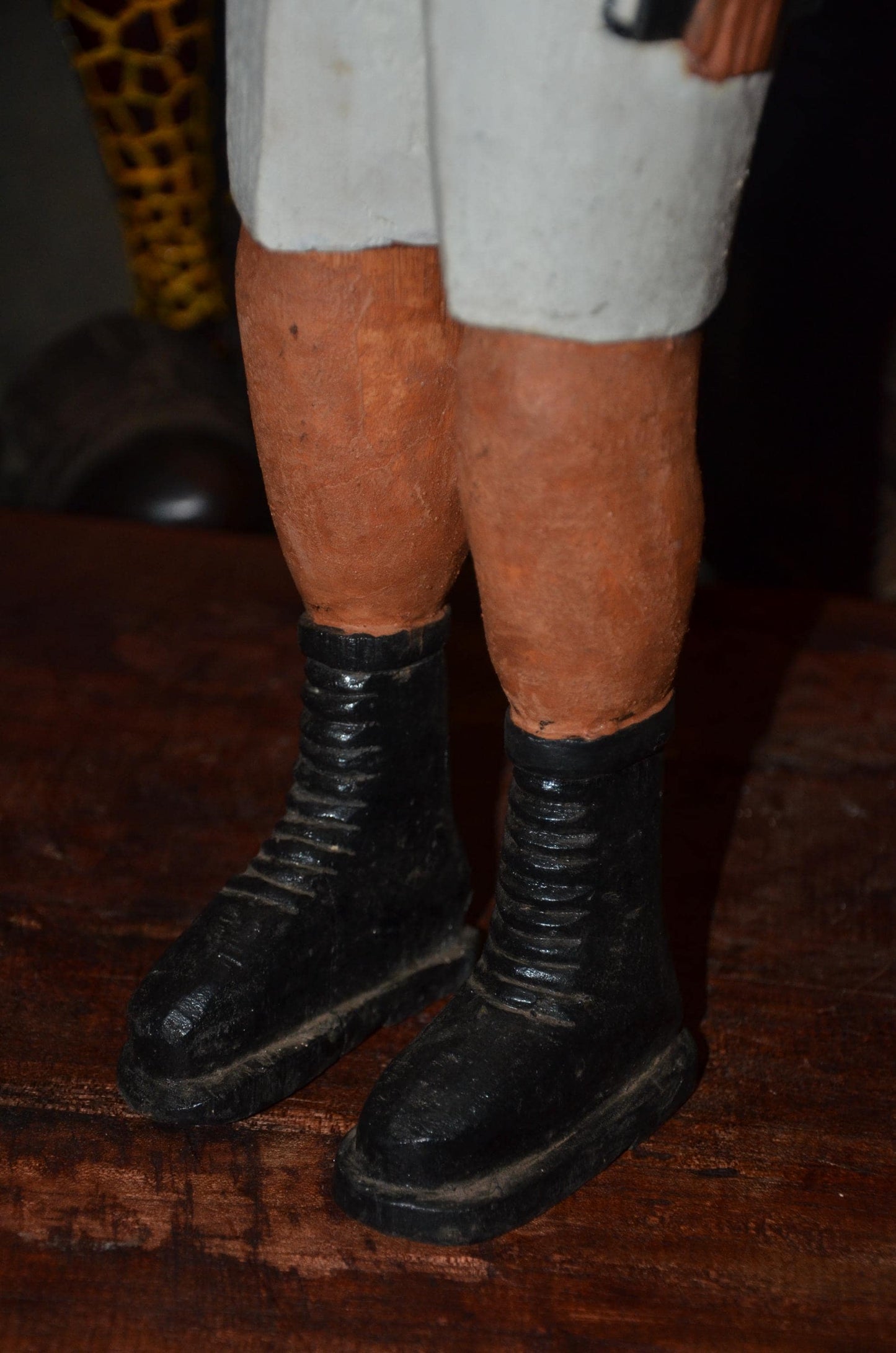 Colonial Era Figure | Hand-Carved Wooden Statue | Tribal Ethnographic Art