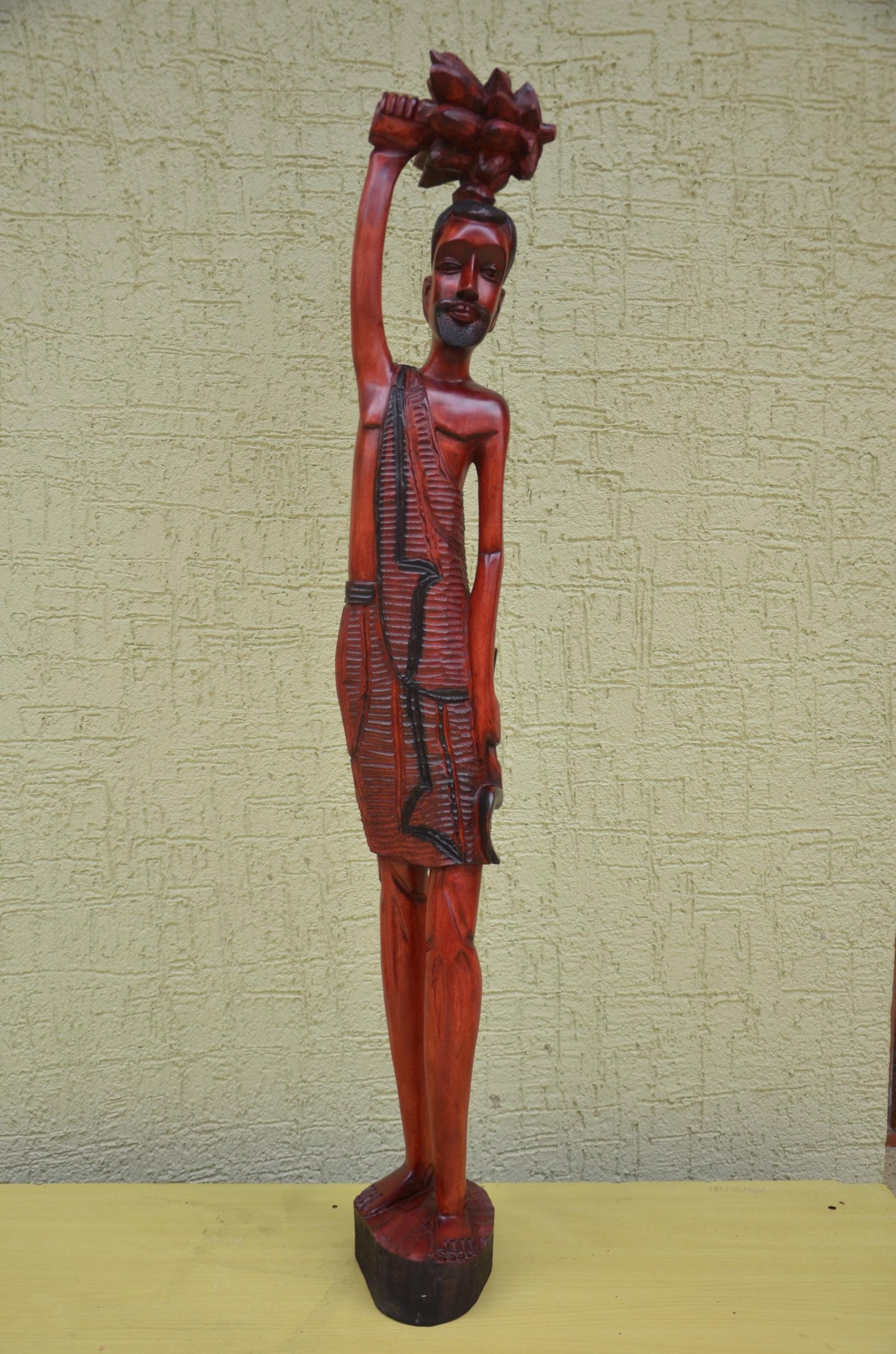 Monumental African Male Harvester Wooden Sculpture | Tribal Art