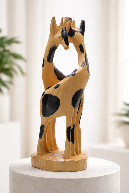 Decorating Giraffes – Hand-Carved Wooden African Sculpture