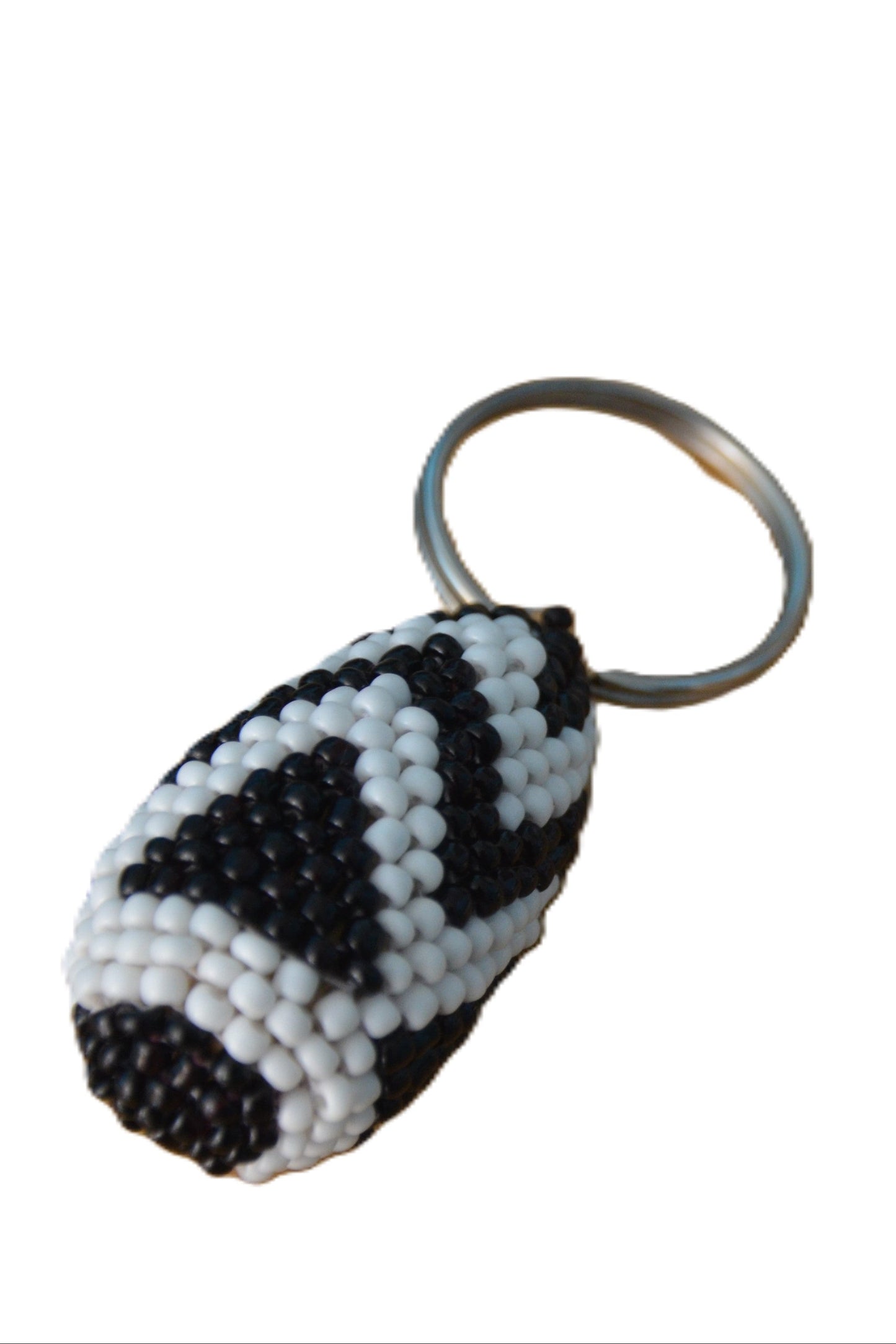 Black and White Beaded Keyholder – Handmade African Beaded Keychains | Tribal Pattern Key Rings | Rwandan Artisan Gifts