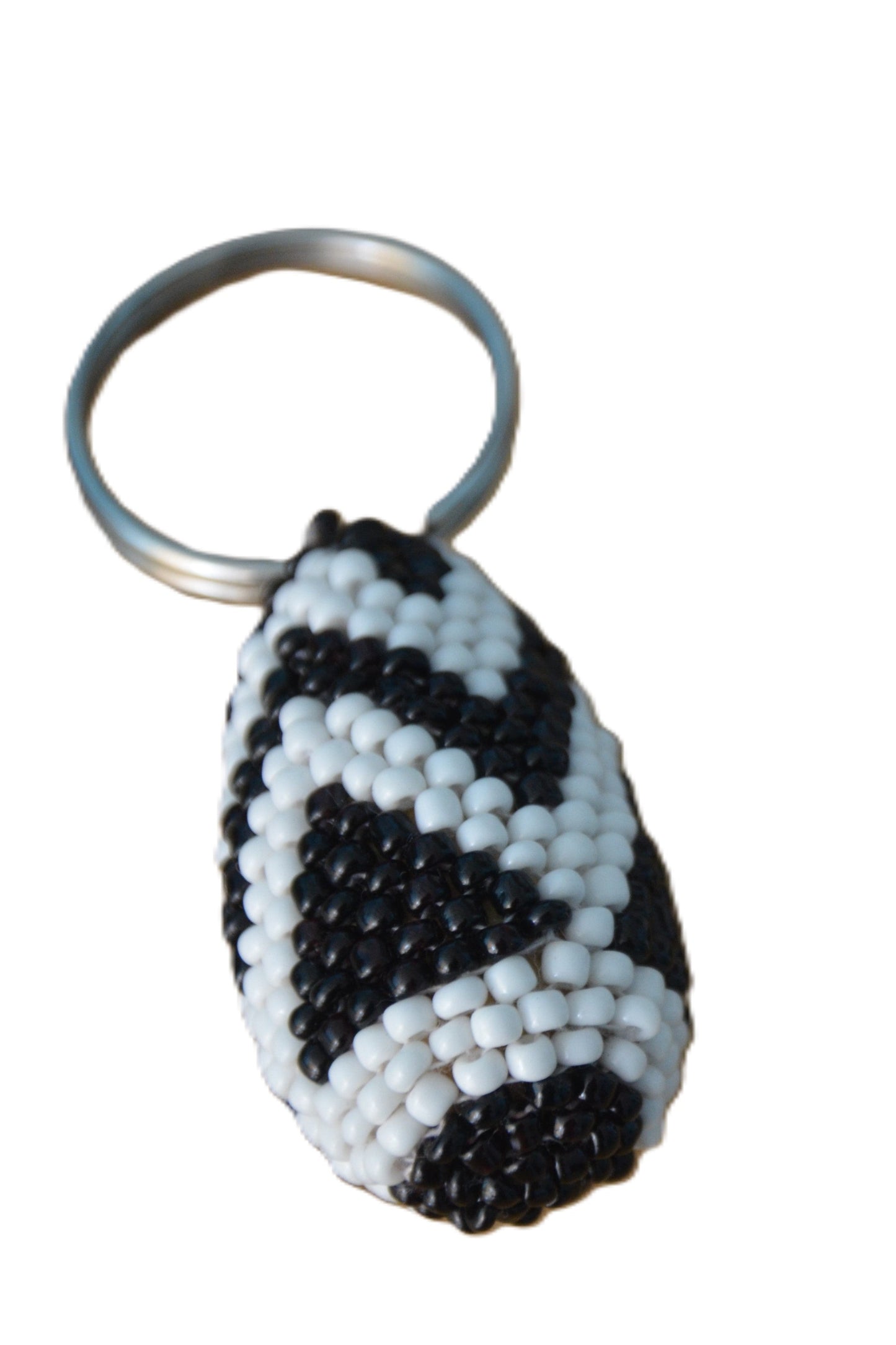 Black and White Beaded Keyholder – Handmade African Beaded Keychains | Tribal Pattern Key Rings | Rwandan Artisan Gifts