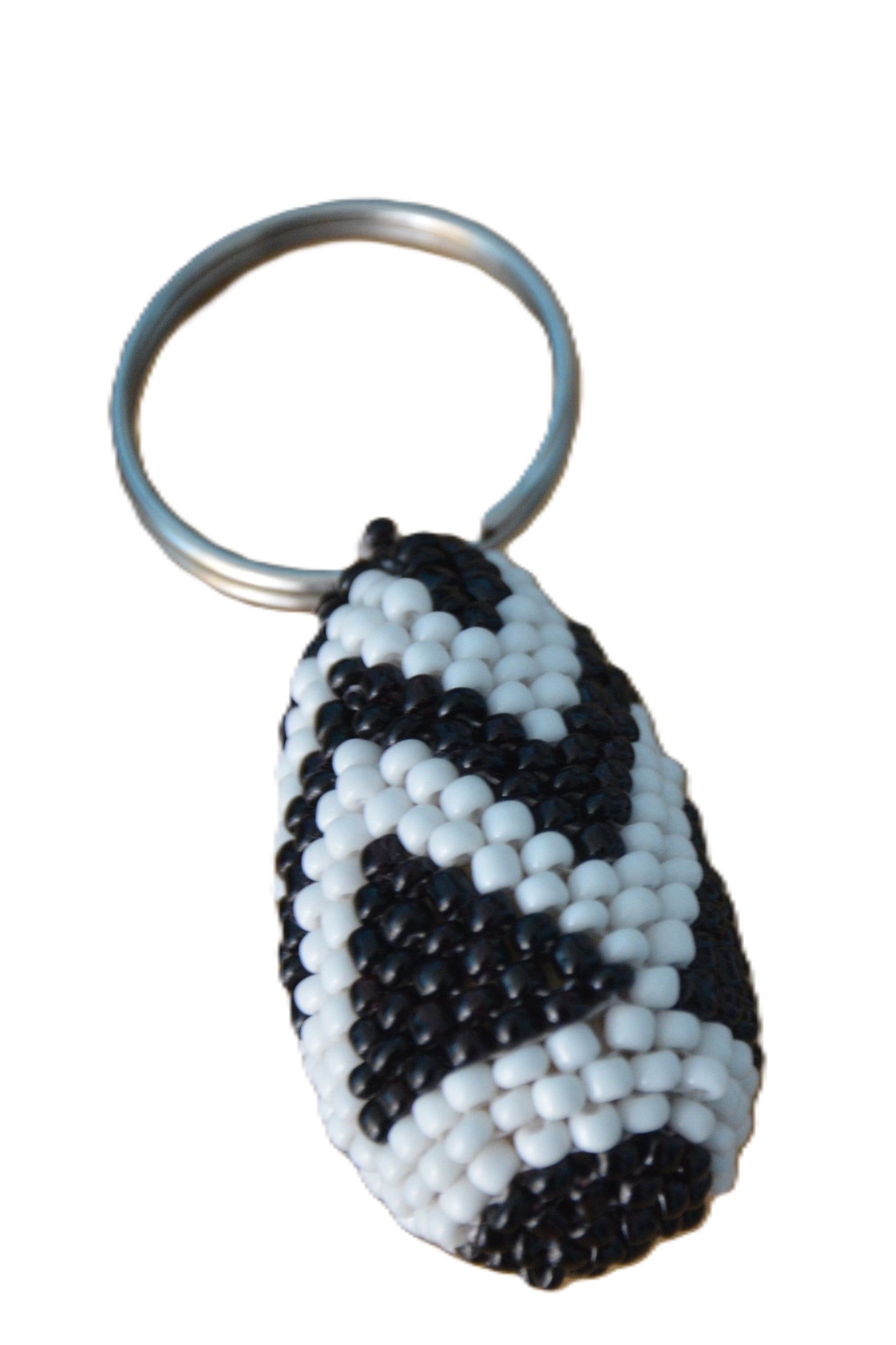 Black and White Beaded Keyholder – Handmade African Beaded Keychains | Tribal Pattern Key Rings | Rwandan Artisan Gifts