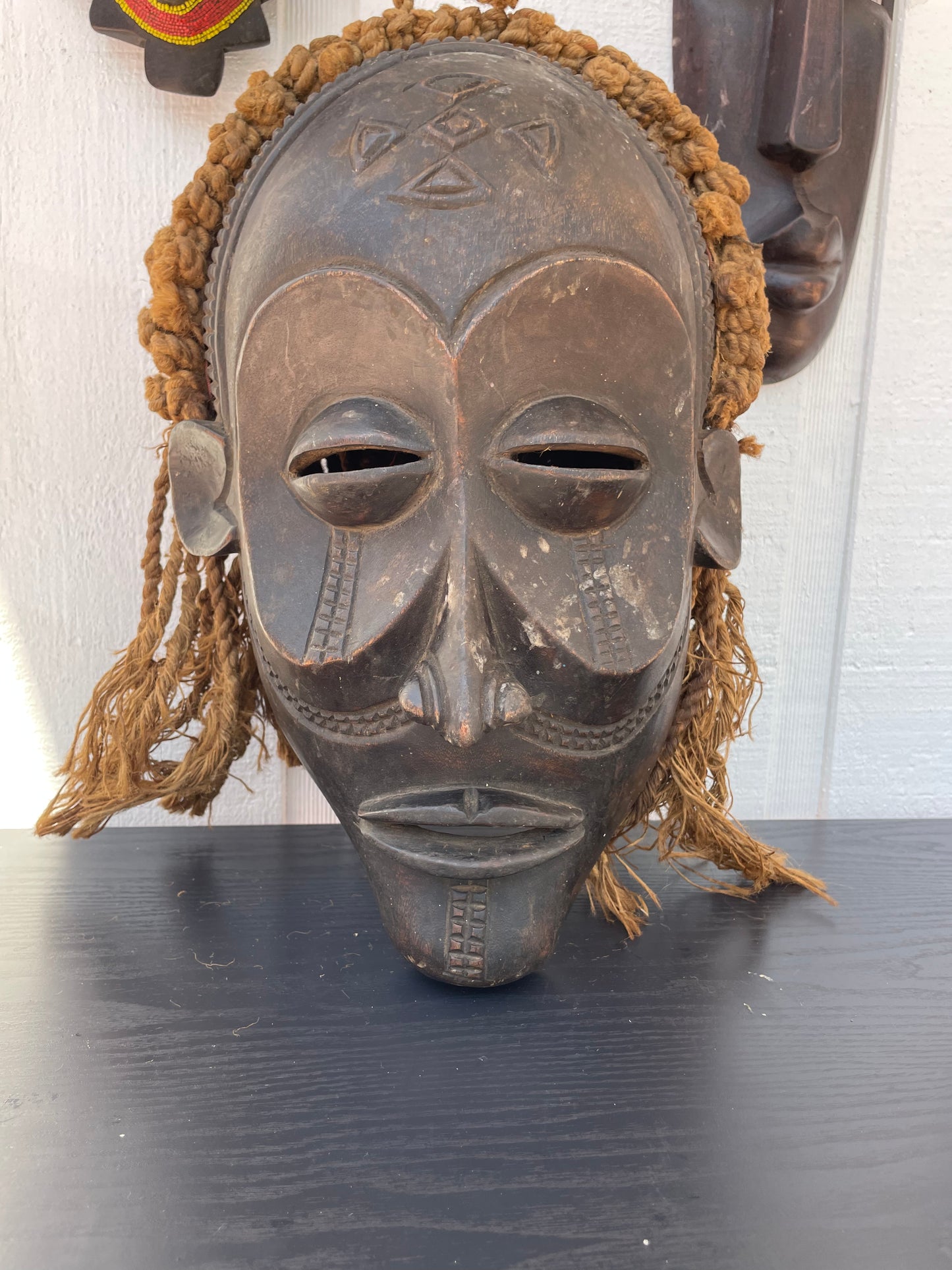 African Chokwe Mwana Pwo Mask Hand Carved Tribal Ancestor Wall Decor Housewarming Gift