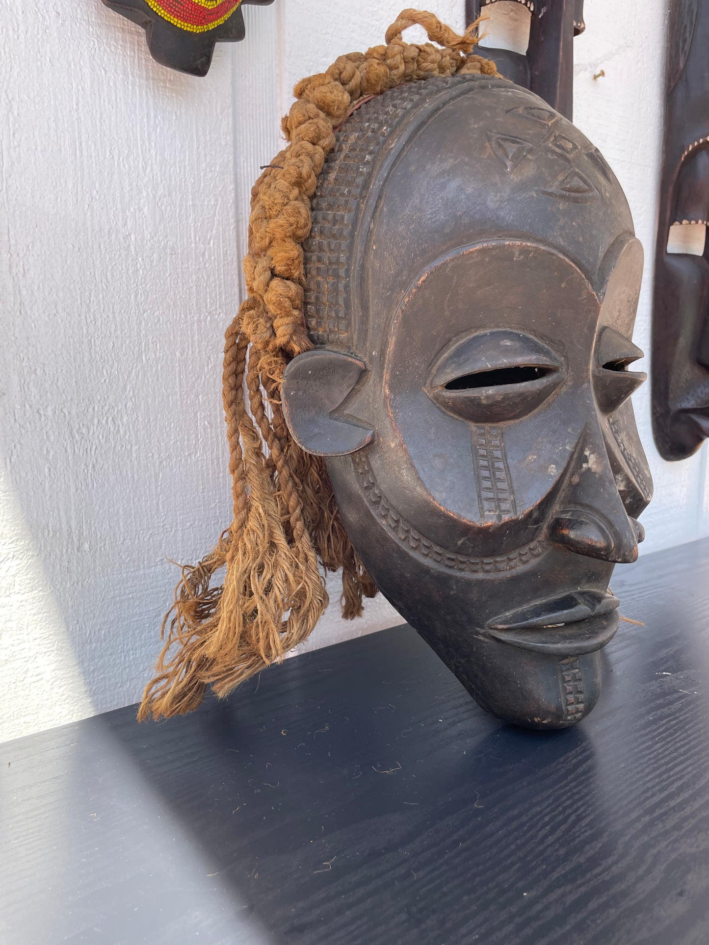 African Chokwe Mwana Pwo Mask Hand Carved Tribal Ancestor Wall Decor Housewarming Gift