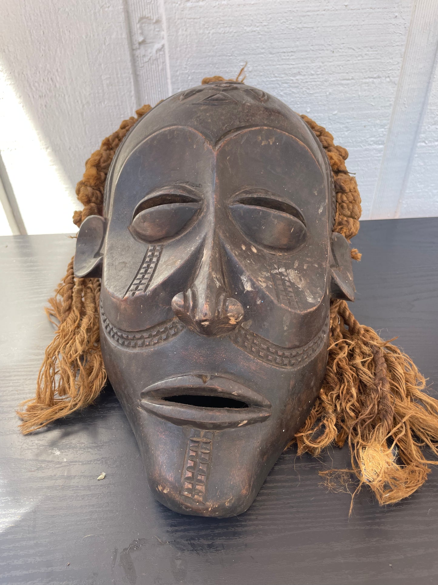African Chokwe Mwana Pwo Mask Hand Carved Tribal Ancestor Wall Decor Housewarming Gift