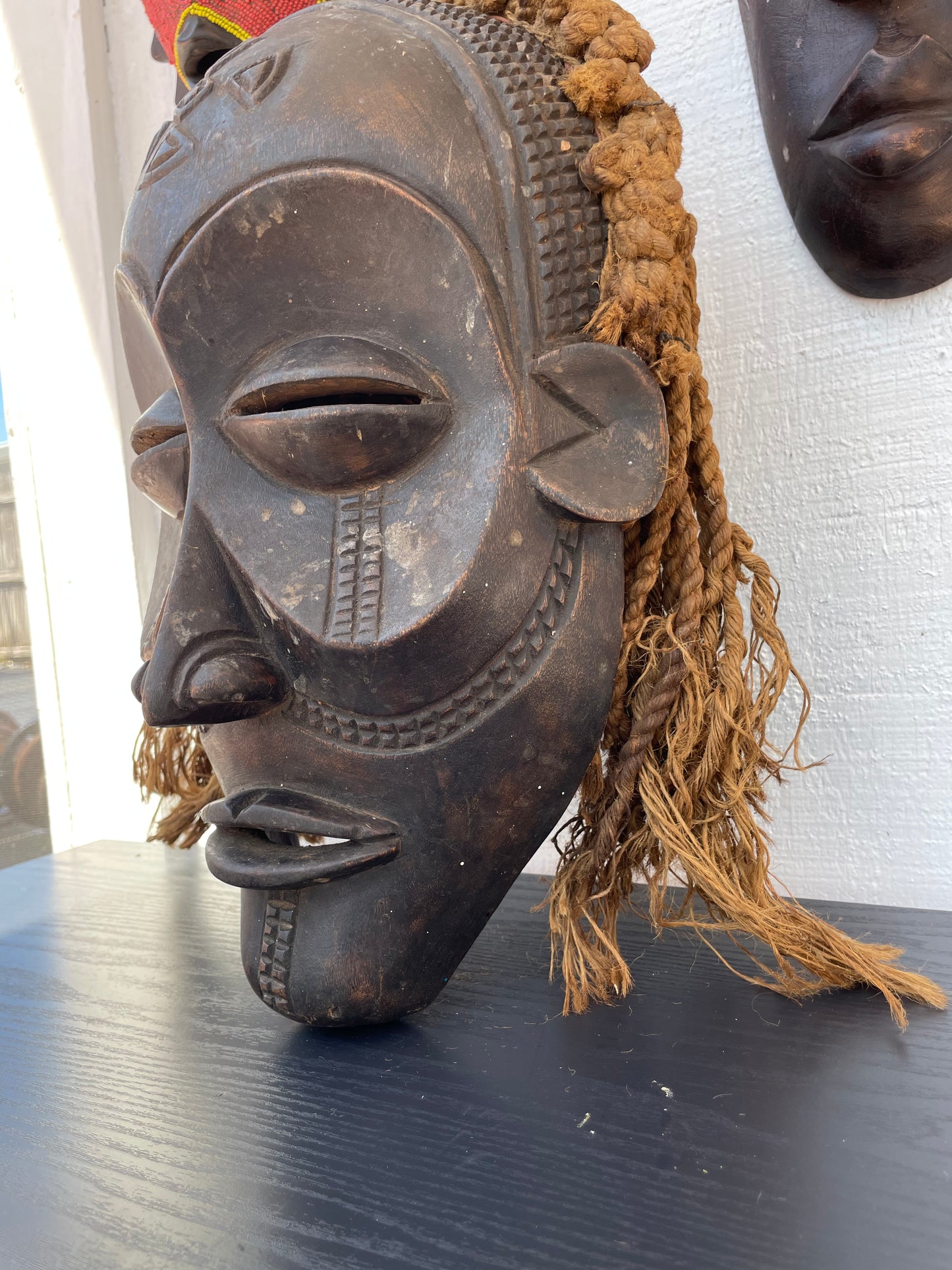African Chokwe Mwana Pwo Mask Hand Carved Tribal Ancestor Wall Decor Housewarming Gift