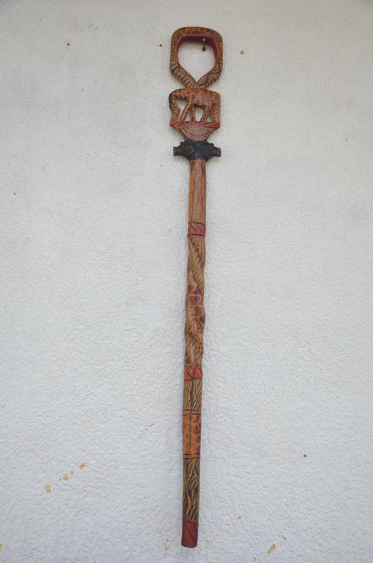 Handcrafted African Royal King's Walking Stick | Traditional Wooden Cane and Staff