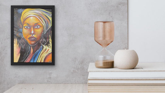 Toile d'art ethnique | Impression murale représentant une femme africaine | Décoration d'intérieur encadrée