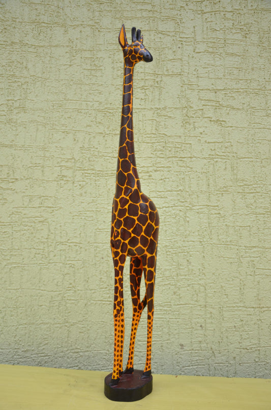 Hand-Painted African Wooden Giraffe Sculpture | Safari Art
