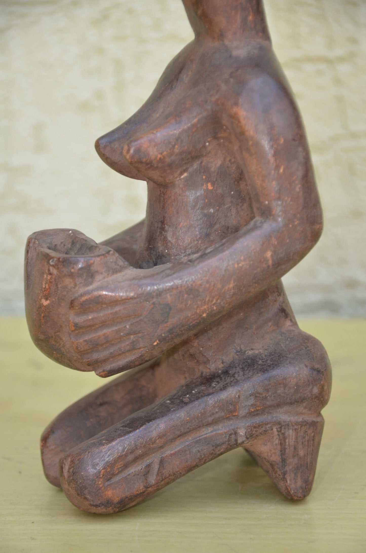 Authentic Luba Mboko Bowl Bearer Figure | Congolese Art