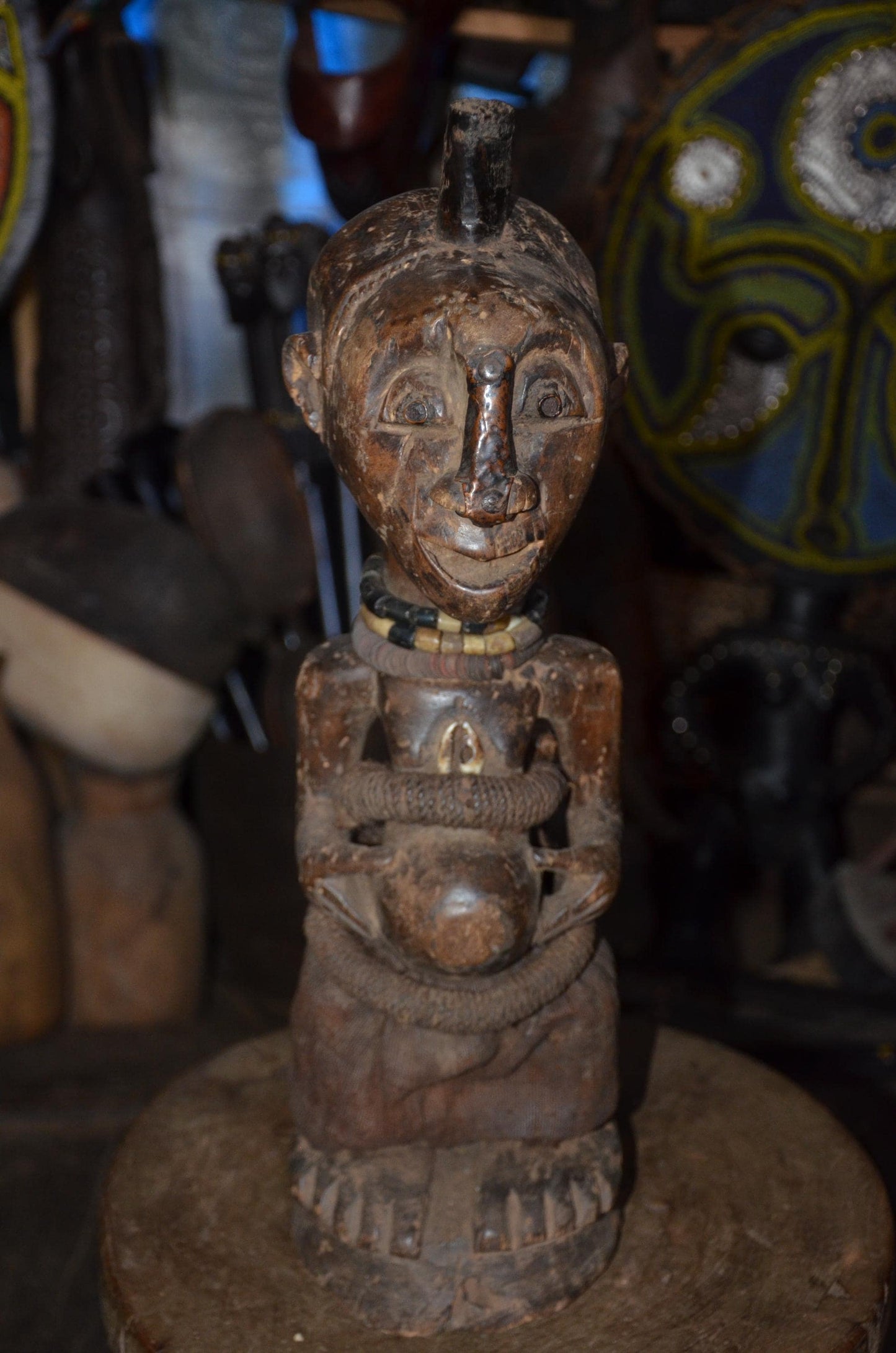 Songye Nkishi Figure | Authentic Congolese Power Fetish | Hand-Carved Tribal Sculpture