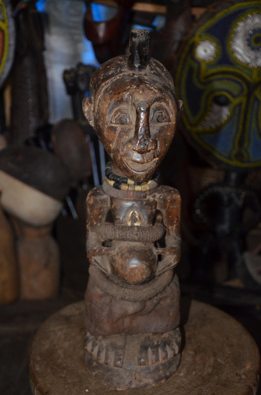 Songye Nkishi Figure | Authentic Congolese Power Fetish | Hand-Carved Tribal Sculpture