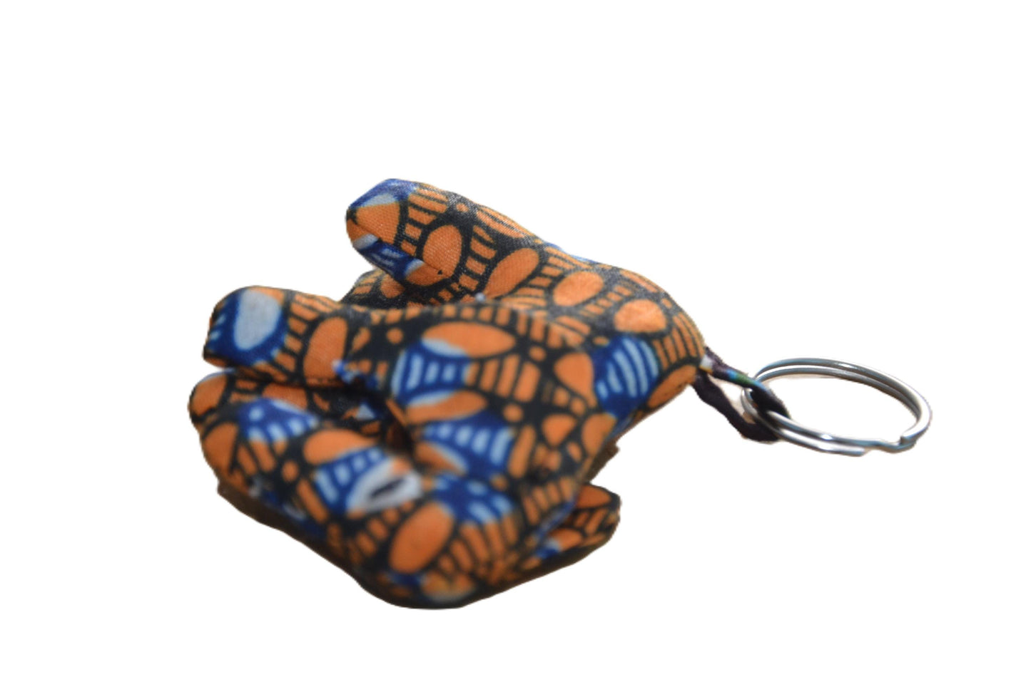 Handmade Elephant Ankara Keyholder, African Wax Print Fabric Keychain, Boho Safari Animal Bag Charm