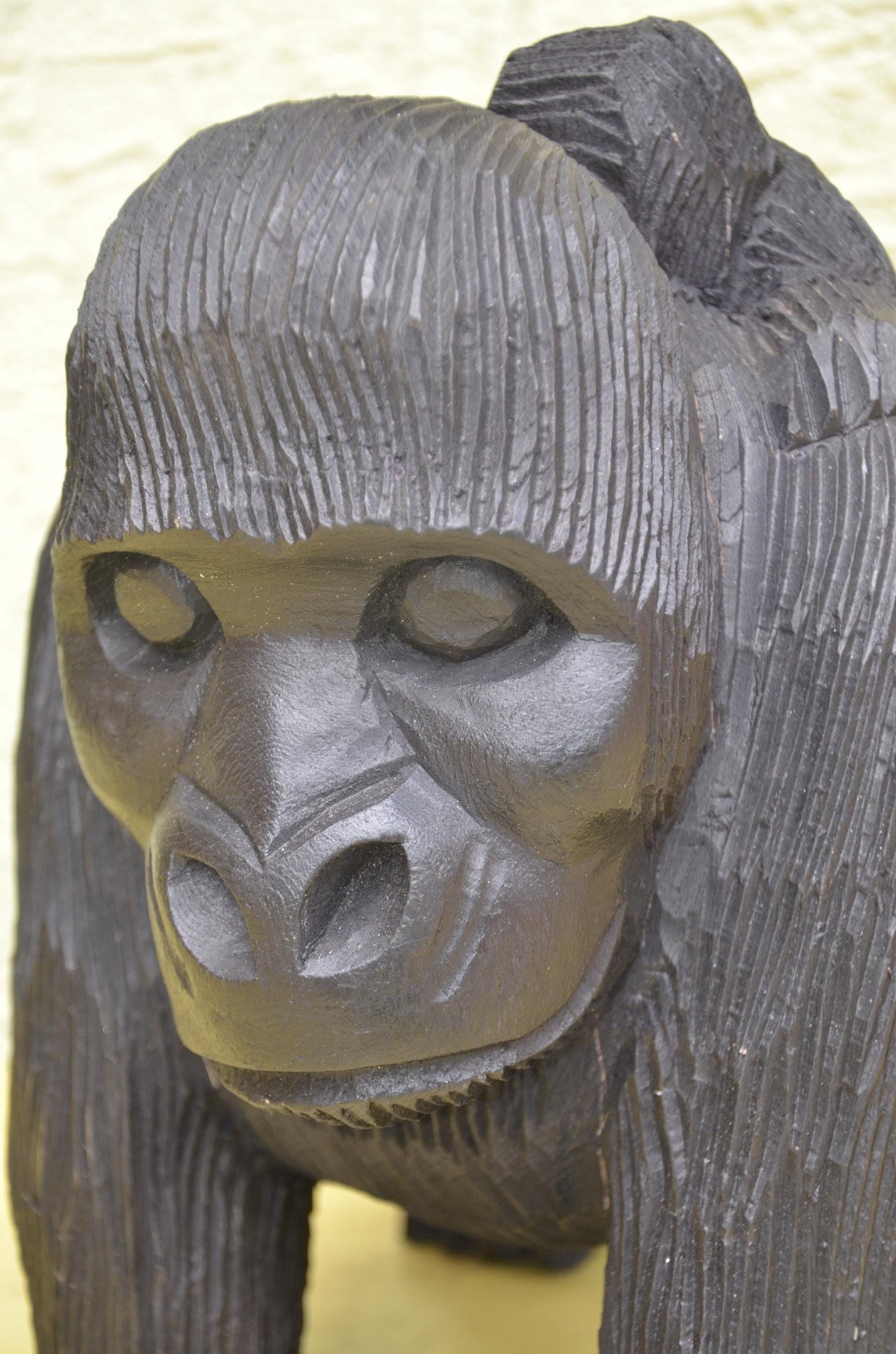 Hand-Carved Wooden Gorilla Maternity Sculpture | Wildlife Family Art Figurine