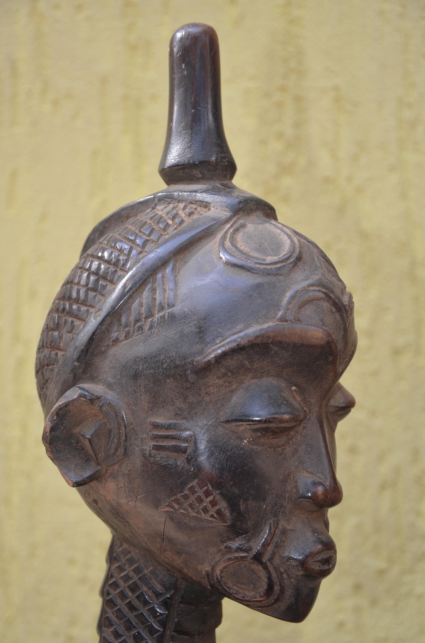 Bena Lulua Couple Figures – 29" Hand-Carved Wood Congo Statues – Tribal Art.